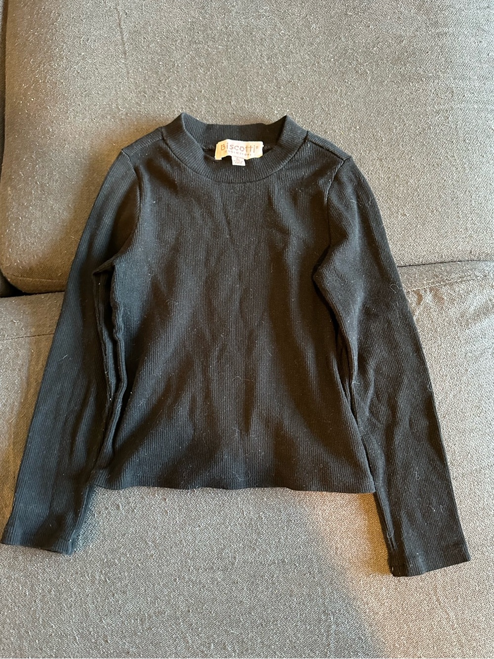 Biscotti Black Ribbed Mock Neck Top Size 6